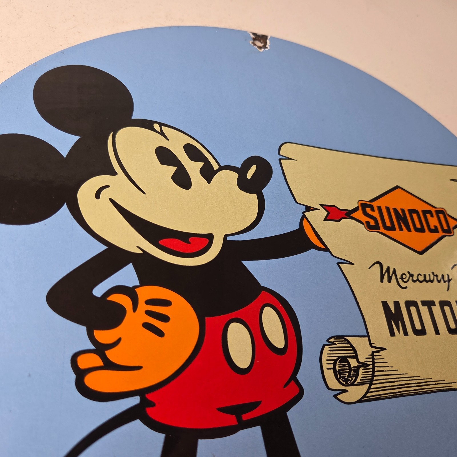 Vintage Sunoco Gasoline Porcelain Sign – Walt Disney Mickey Mouse Gas Pump Sign