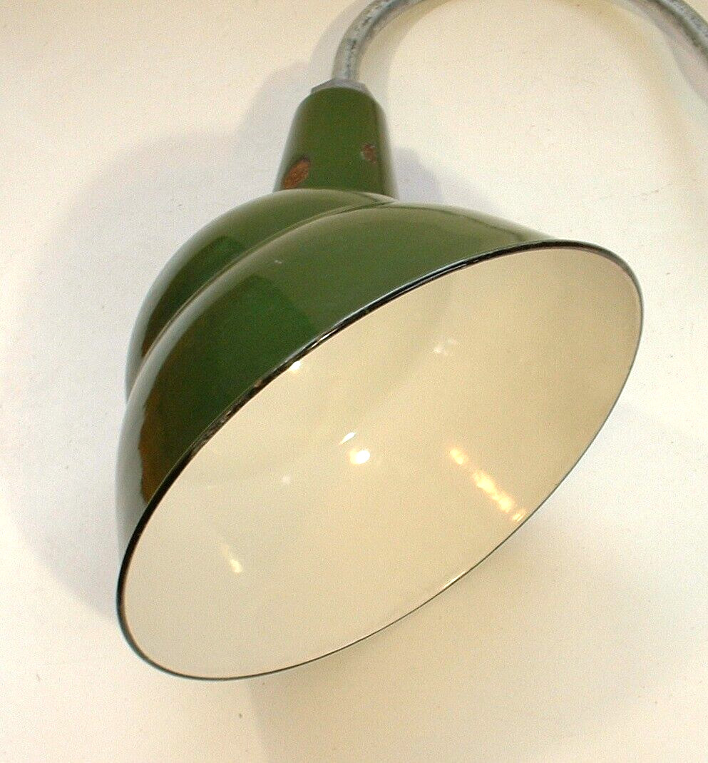 BIG Benjamin 14″ Gooseneck Sign Light 1930’s Green Porcelain Industrial Vintage