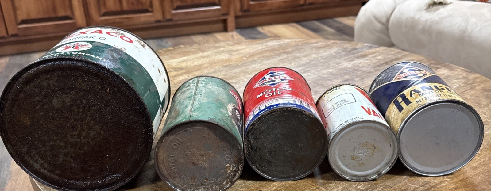 5 PIECE VINTAGE OIL COLLECTION -VALVOLINE – TEXACO-SKELLY- CONOCO- Empty