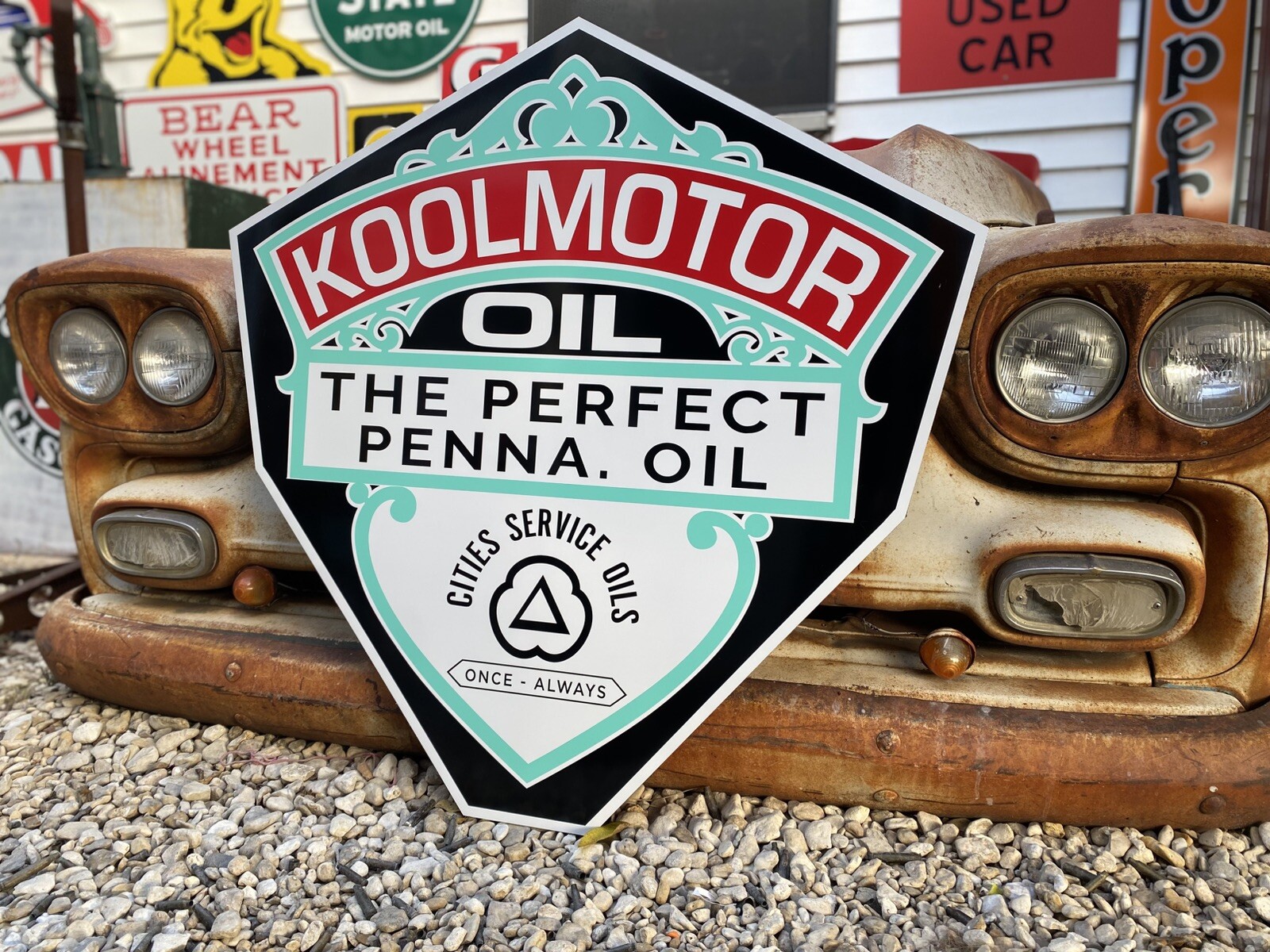 Antique Vintage Old Style Cities Service KOOLMOTOR sign! 40”