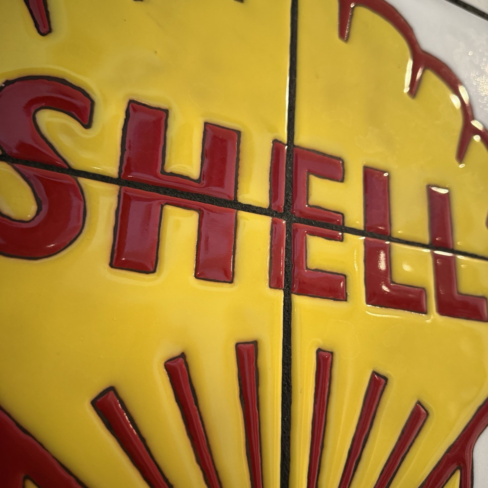 Vintage Shell Gas Logo Art Handmade Tile Mosaic One Of A Kind Perfect For Garage