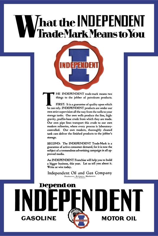 Independent Oil – What It Means To YOU NEW Sign 28″ Tall Diecut USA STEEL