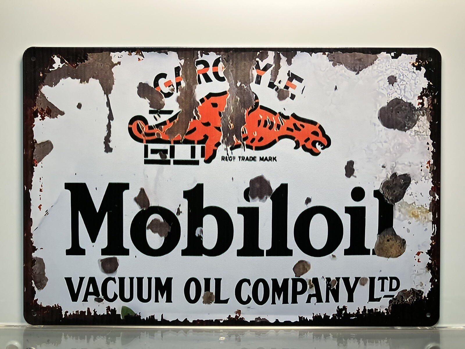 VINTAGE REPRODUCTION- TIN METAL SIGN- MAN CAVE- GAS AND OIL- MOBIL OIL SIGN
