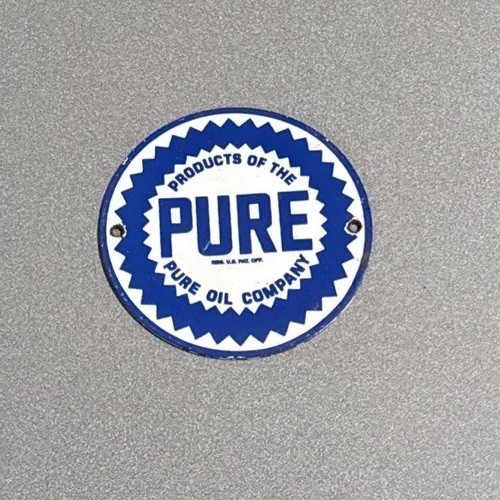 VINTAGE PURE GASOLINE COMPANY PORCELAIN SIGN CAR GAS MOTORCYCLE OIL
