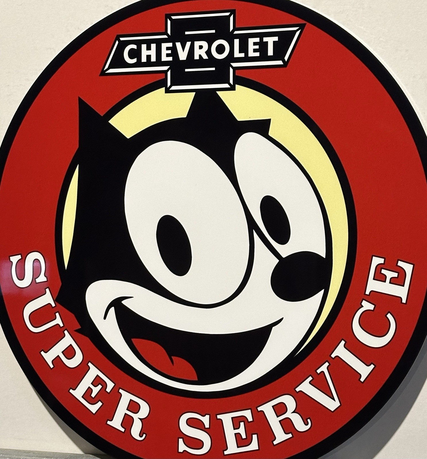 Vintage Style Felix Cat Chevrolet super Service Heavy Steel Metal Quality Sign