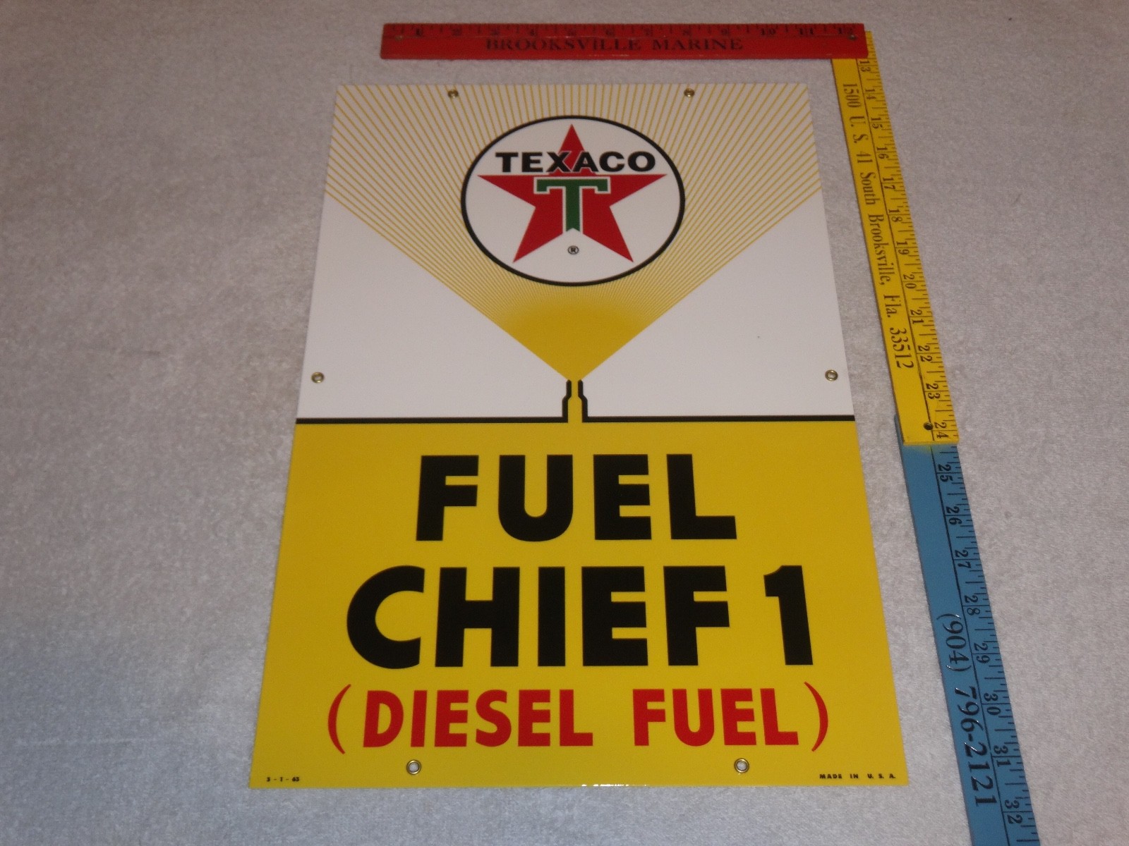 VINTAGE TEXACO FUEL CHIEF 1 DIESEL SPRAYER 18″ PORCELAIN METAL GASOLINE OIL SIGN