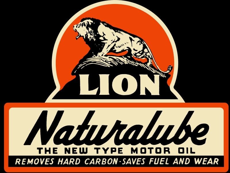 Lion Natural Lube Motor Oil DIECUT NEW 28″ Wide Sign USA STEEL XL Size 7 lbs