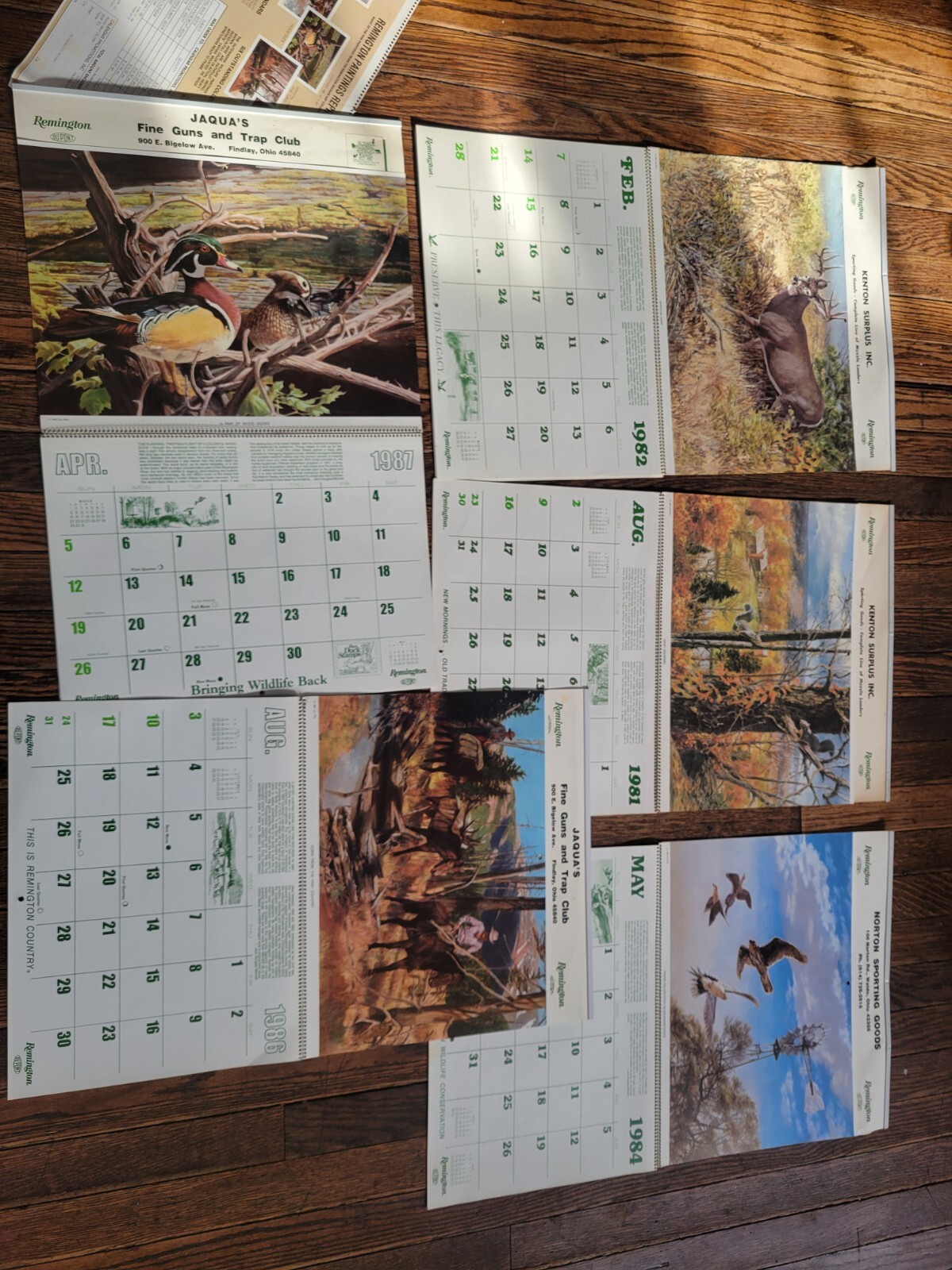 Vintage REMINGTON calendar lot RIFLE target deer moose bear hunting sign