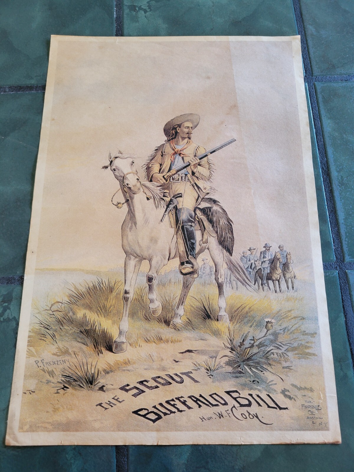Vintage BUFFALO BILL cowboy deadwood western horse rodeo poster sign print