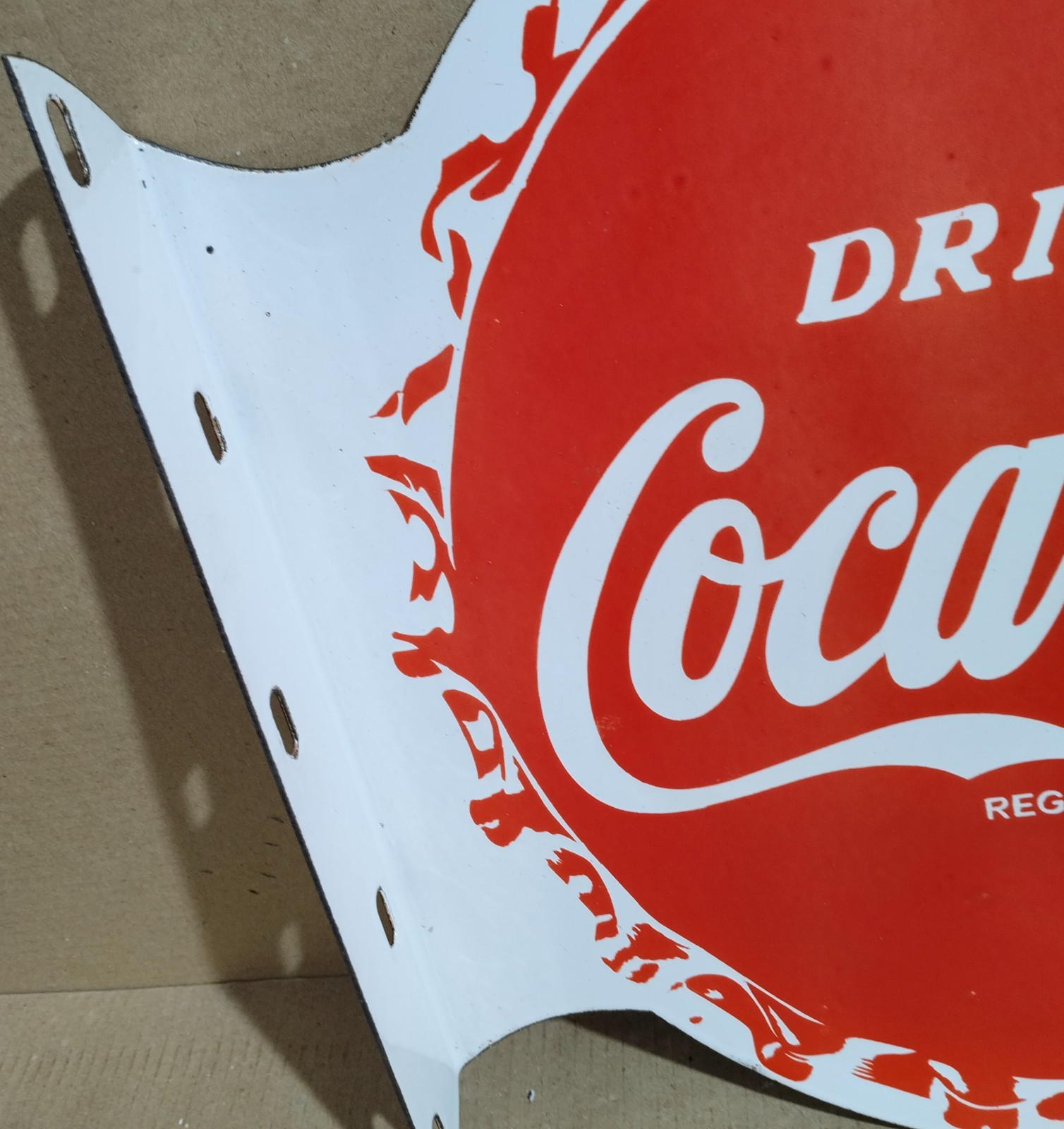 Drink Coca Cola Porcelain Enamel Sign 19.5 x 17 Inches 2 Sided