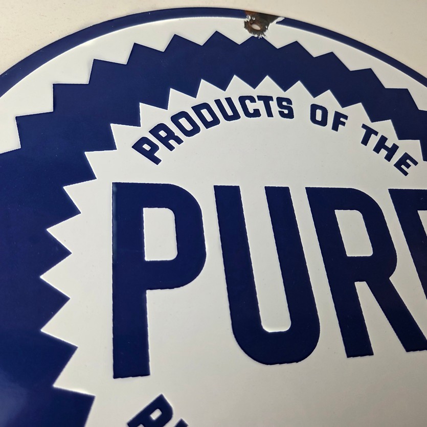 Vintage Pure Oil Co Sign – Texas Gas Service Station Pump Plate Porcelain Sign