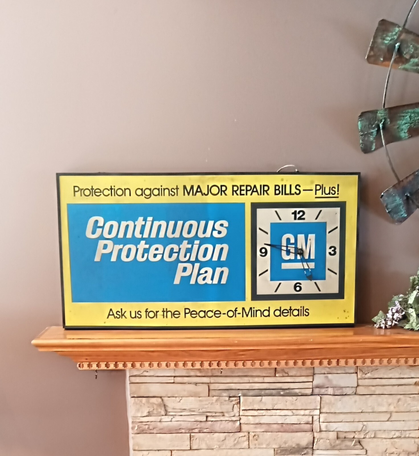 Vintage 60s 70s Original GM Dealership Sign Clock Display Double Sided Chevrolet