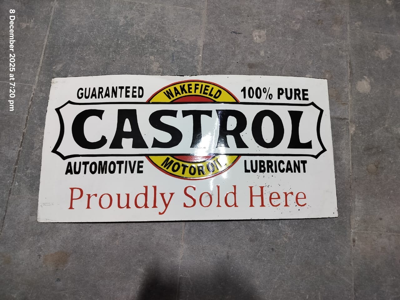 PORCELAIN CASTROL ENAMEL SIGN 30×15 INCHES