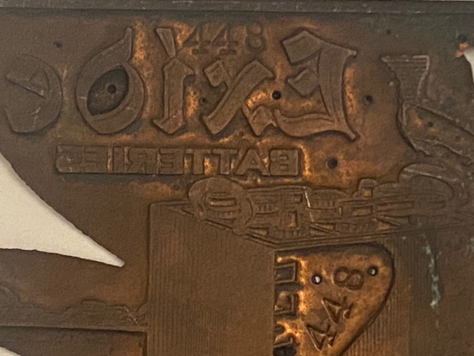 VINTAGE EXIDE BATTERY METAL PRINTING PLATE Dividends In Service