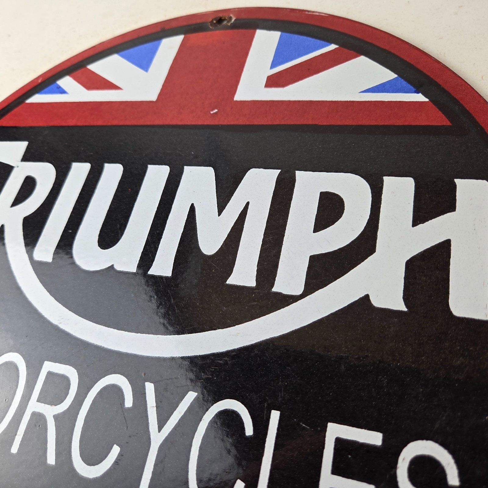Vintage Triumph Motorcycles Sign – Porcelain Automobiles Mechanic Gas Pump Sign
