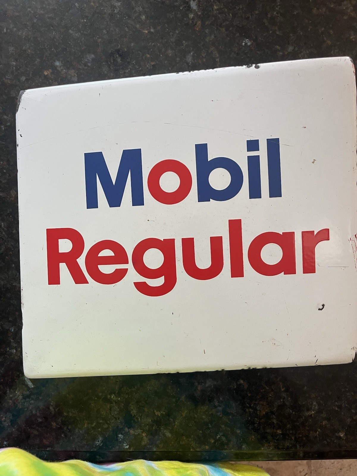 VTG Mobil Regular Gas Pump Plate Porcelain 13.5” x 12” Gas & Oil