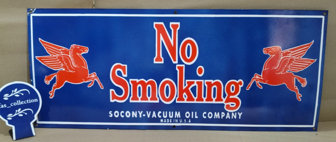Socony-Vacuum Porcelain Enamel Sign 36 x 15 Inches 1 Sided