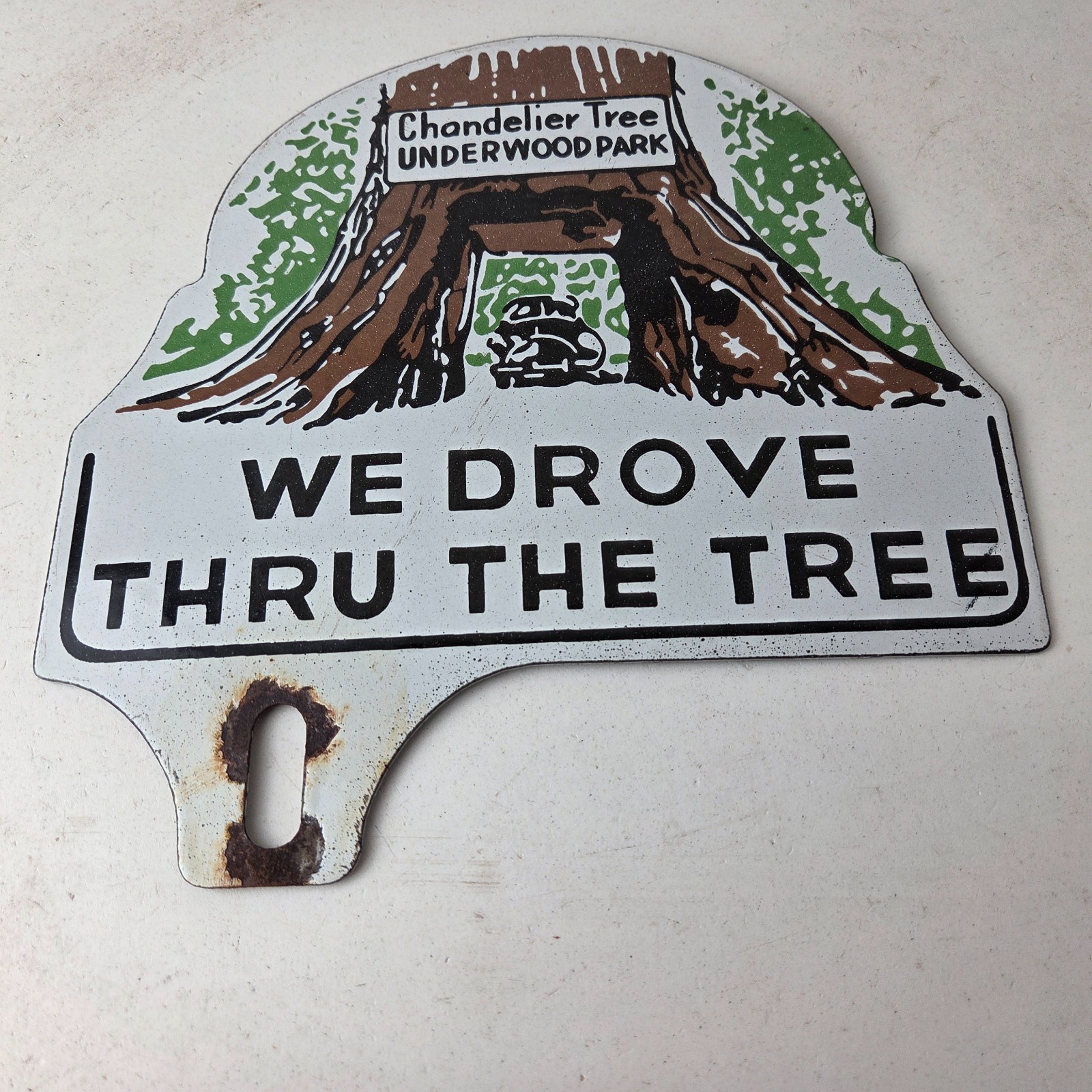Vintage Redwood Forest License Plate Topper – Sign Ad on Automobile Topper