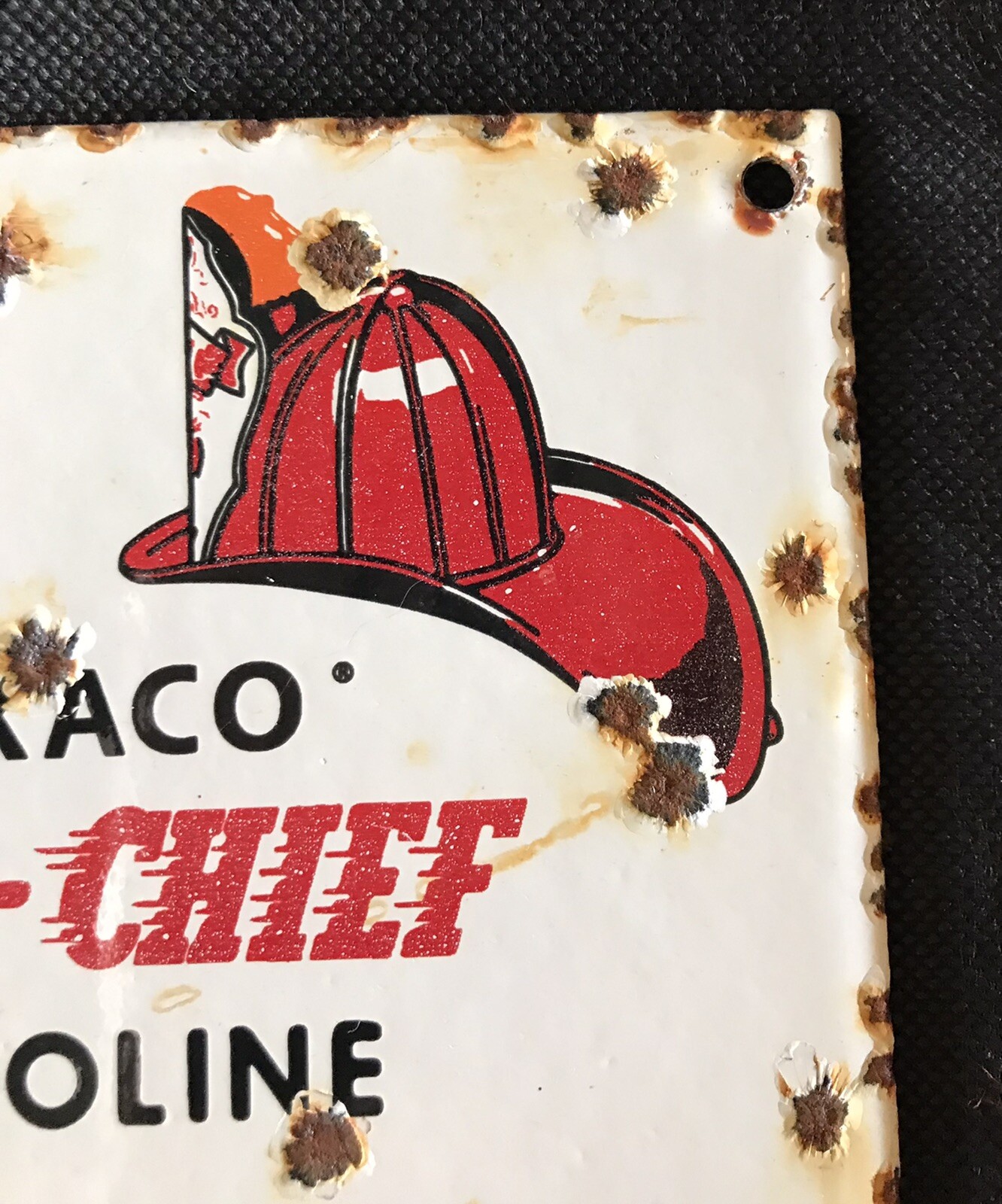 SPRING SPECIAL VINTAGE STYLE TEXACO FIRE CHIEF 12 X8 INCH RECTANGLE PORCELAIN