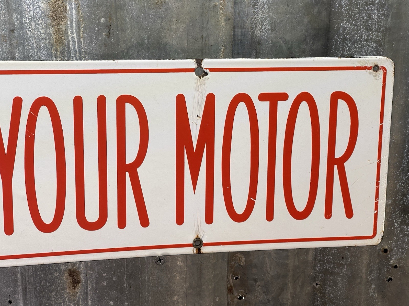 Vintage Union 76 Double Sided Porcelain NO SMOKING STOP YOUR MOTOR Sign 30×6