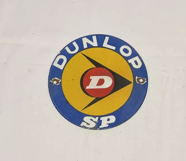 VINTAGE DULOP TIRES PORCELAIN SIGN CAR GAS AUTOMOBILE TRUCK GASOLINE