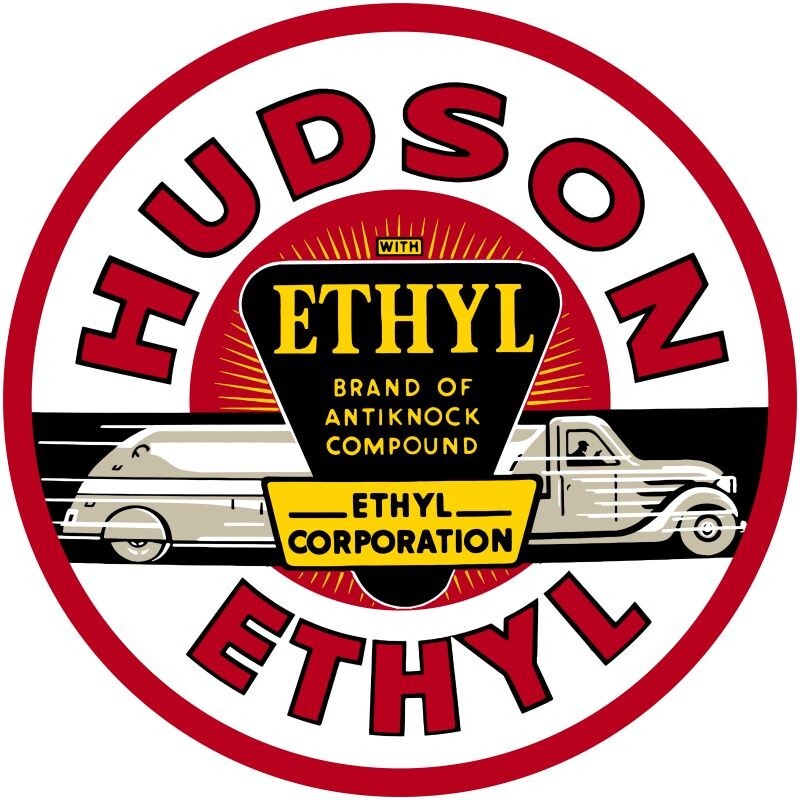 Hudson Gasoline with Ethyl NEW Steel Sign: 24″ Dia. Round – Made in USA