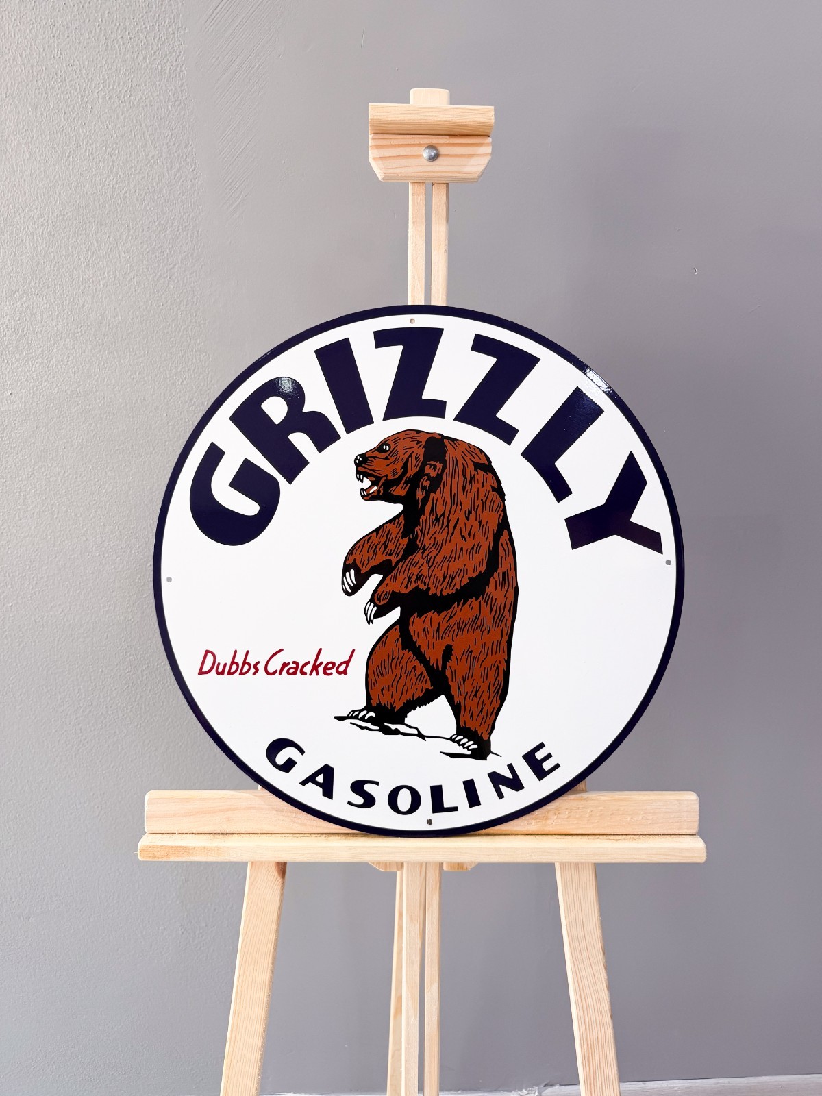 Vintage Bear Oil Company Grizzly Gasoline Heavy Metal Sign – 19.7″ (50cm)