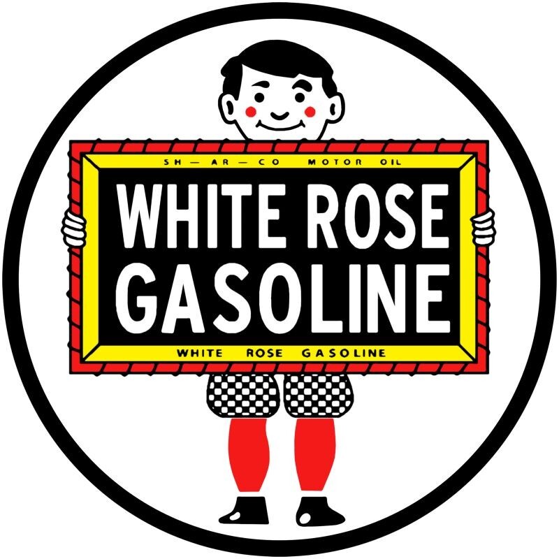 White Rose Gasoline, EN AR CO Oil NEW Sign 28″ Diameter ROUND AMERICAN STEEL