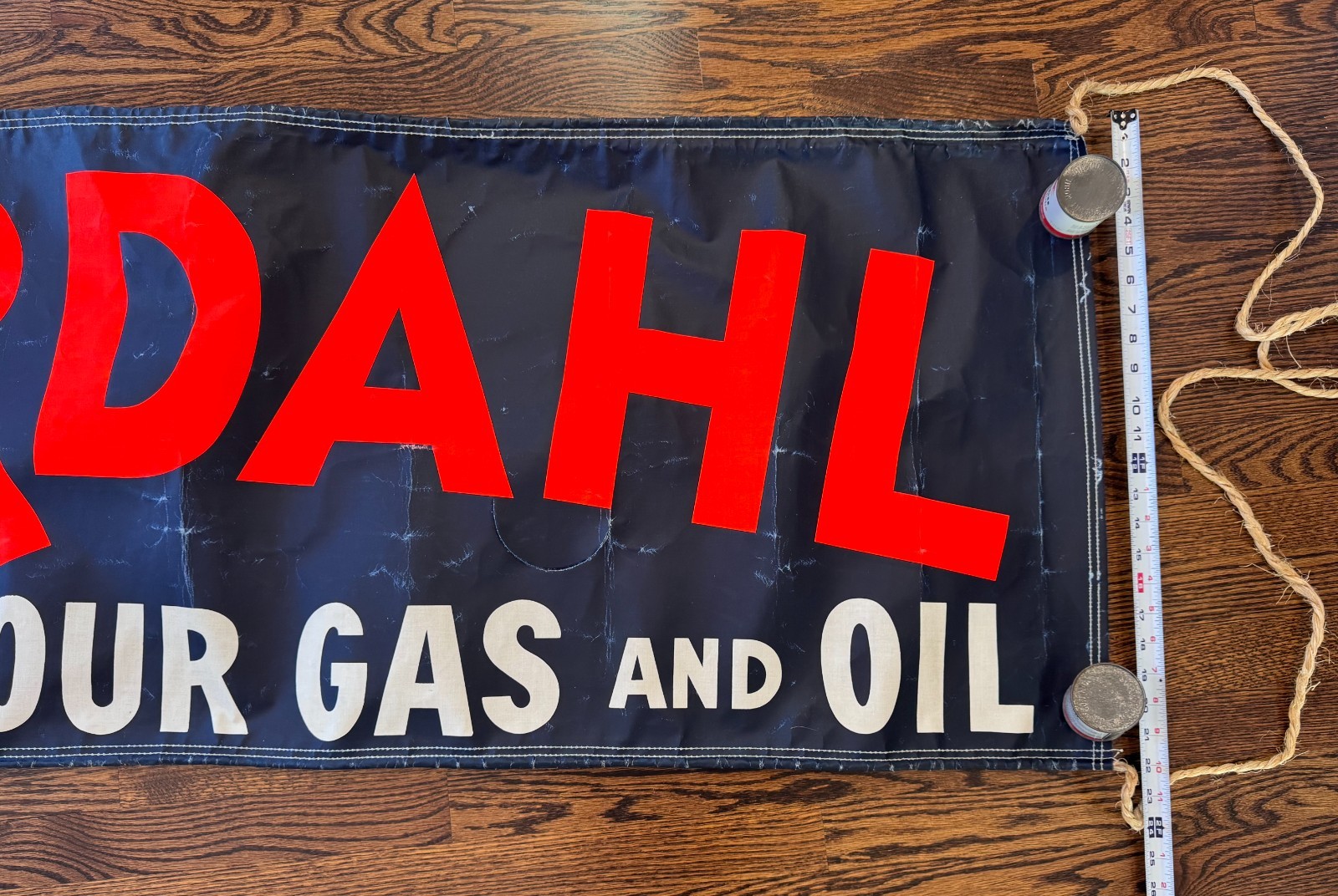 Large Vintage Bardahl Add It To Your Gas and Oil Canvas Cloth Banner 66”x22”