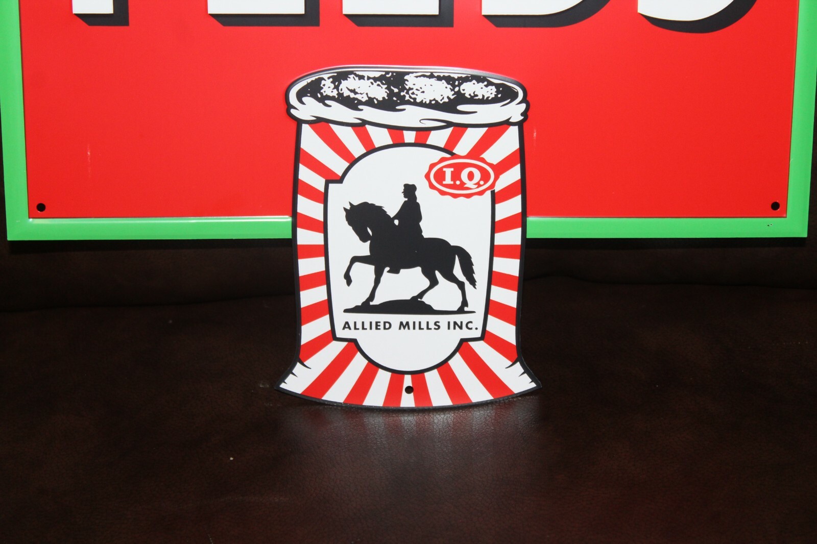 WAYNE FEEDS DAIRY HORSE POULTRY HOGS FARM EMBOSSED METAL SIGN SALES GAS OIL IH