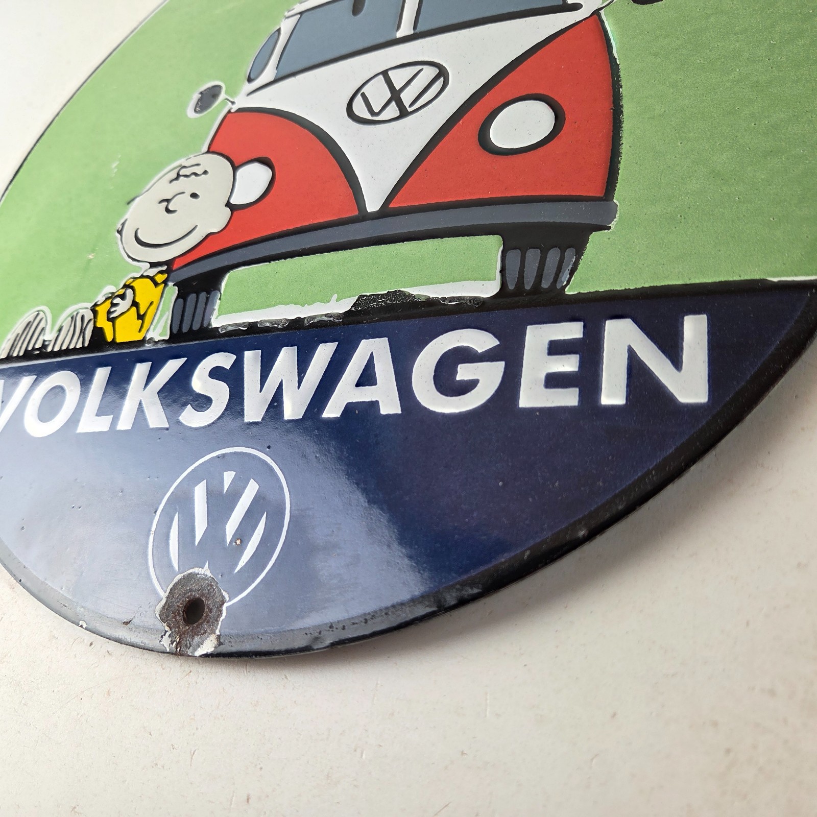 Vintage Volkswagen Sign – Porcelain VW Bus Service Snoopy Gas Sign