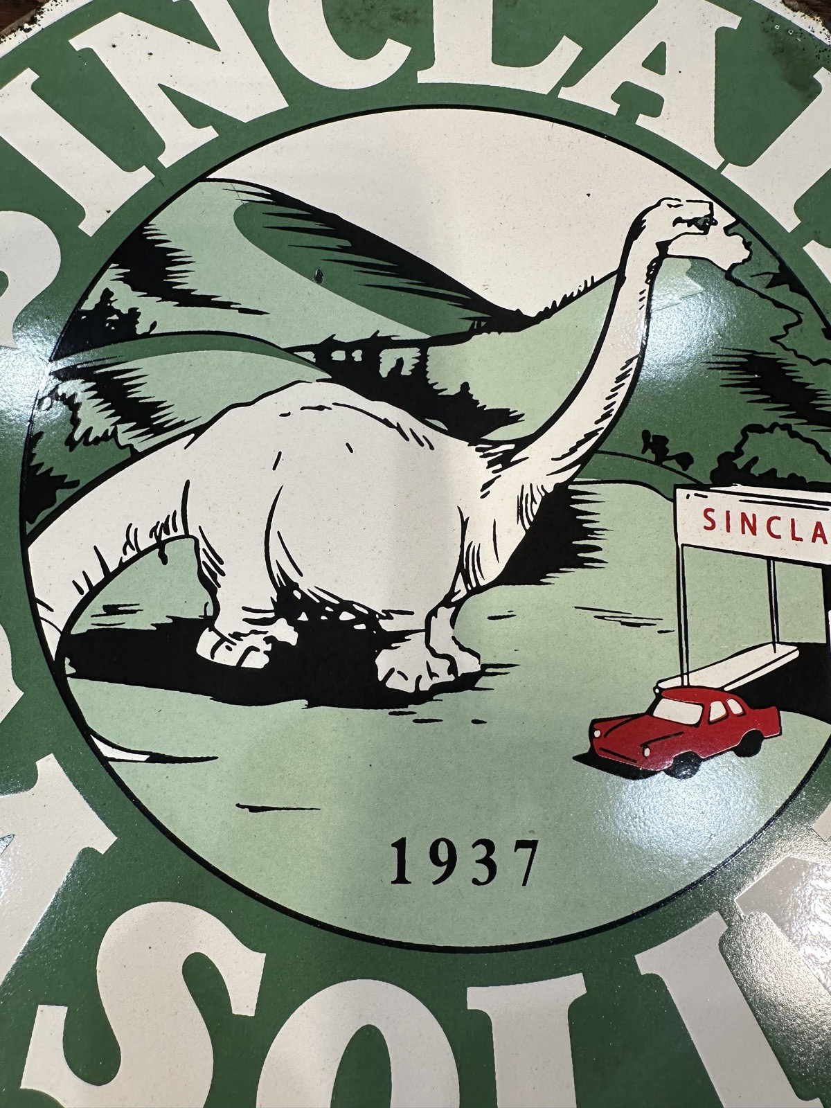 Porcelain Sinclair Enamel Sign Size 12X12 Inches
