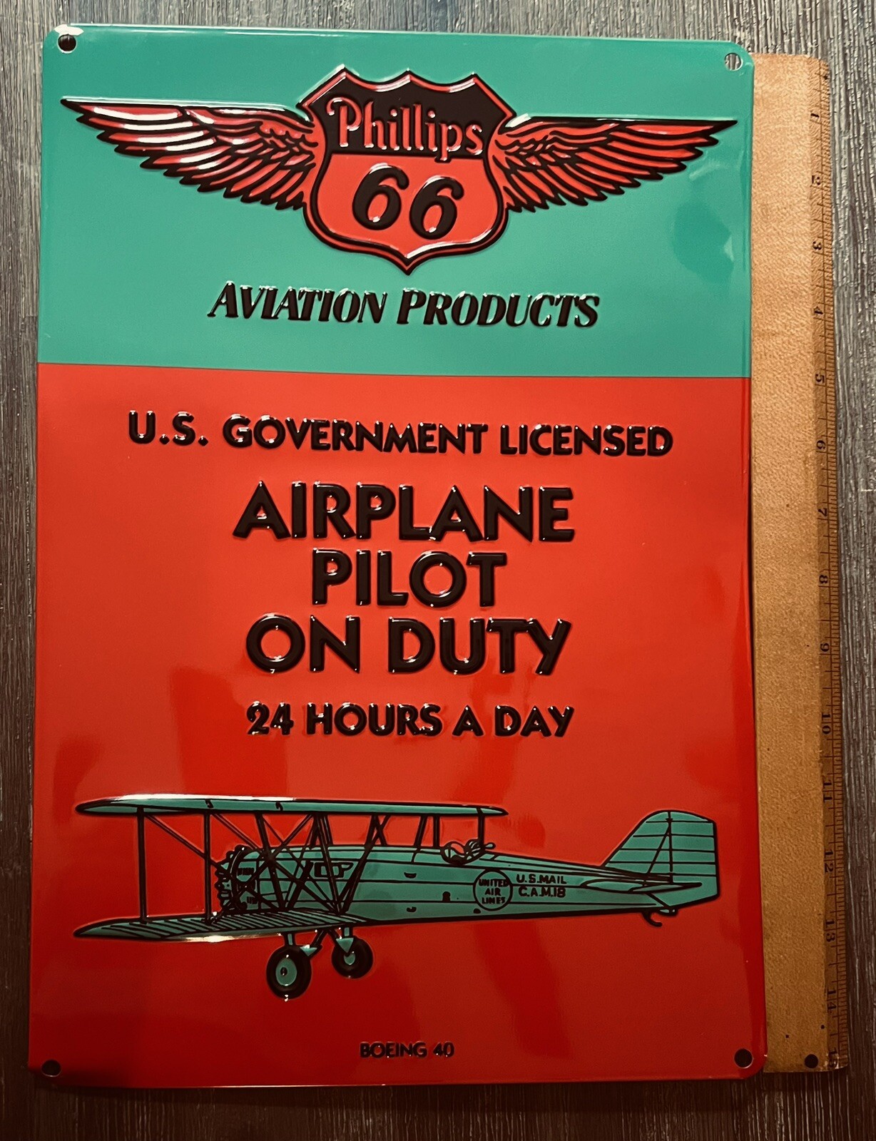 Vintage Ande Rooney Phillips 66 Aviation Products Airplane Pilot on Duty