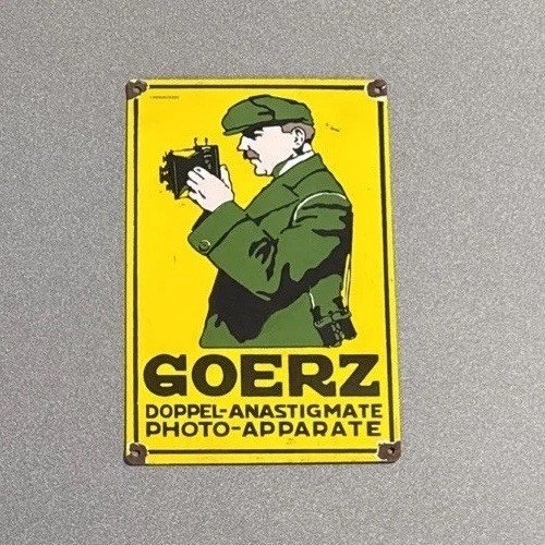 VINTAGE GOERZ CAMERA PHOTO PHOTOGRAPHY PORCELAIN SIGN CAR GAS MOTORCYCLE OIL