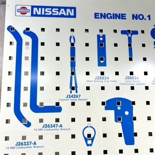 Vintage Metal Nissan Engine #1 Tool Sign Organizer Garage Man Cave 36″x18″x1″