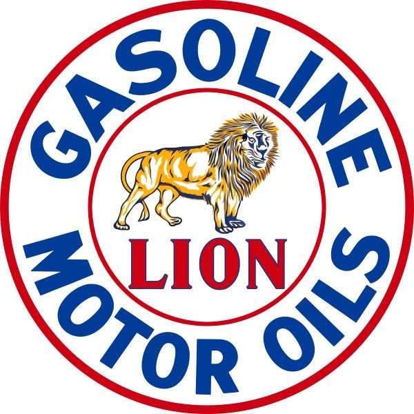 LION Gasoline & Motor Oil Service Station NEW Sign: 18″ Dia. Round USA STEEL