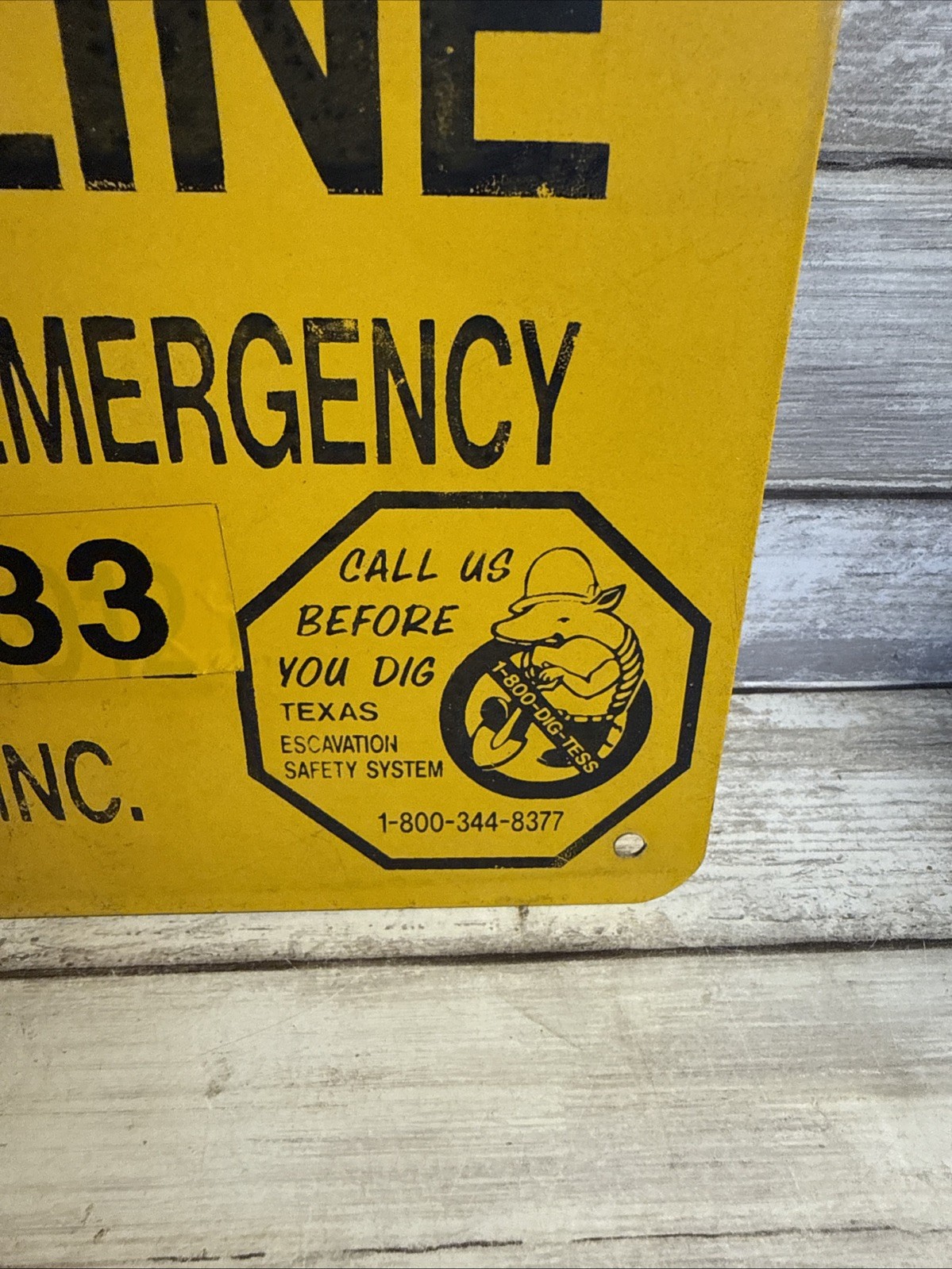West Texas Gas Inc WTG Caution Gas Pipeline 12” X 9” Sign W/ Armadillo Logo