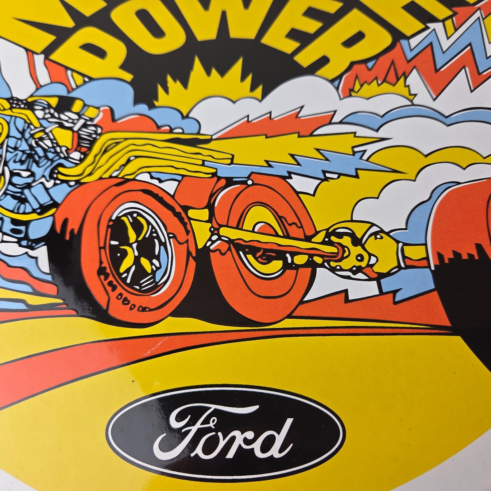 Vintage Ford Muscle Power Sign – Automobile Service Station Gas Pump Sign