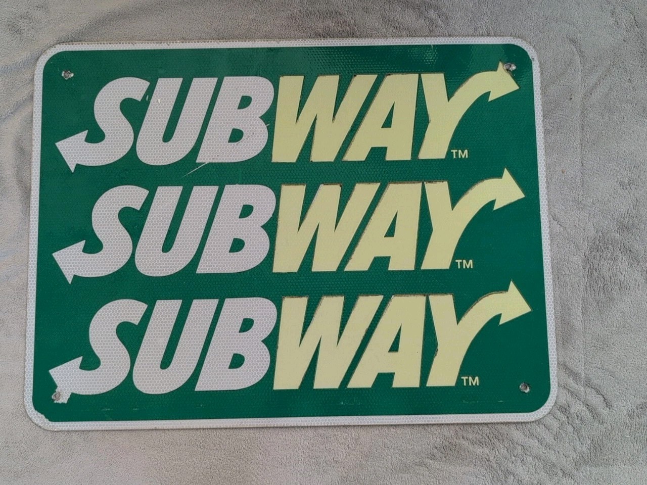 Subway ADVERTISING HWY EXIT SIGN 18X24 BARN MAN CAVE Retired Fast Food