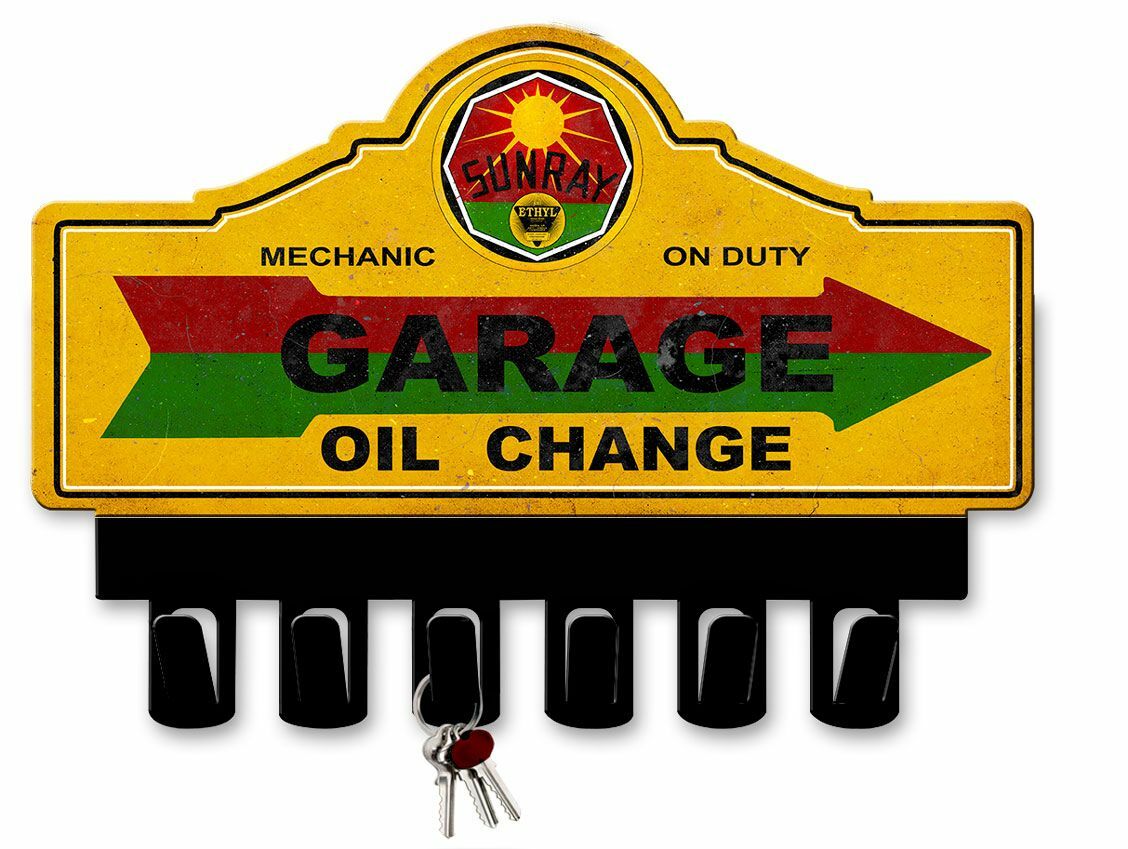 SUNRAY GASOLINE 14″ HEAVY DUTY USA MADE METAL KEY HANGER GAS ADVERTISING SIGN