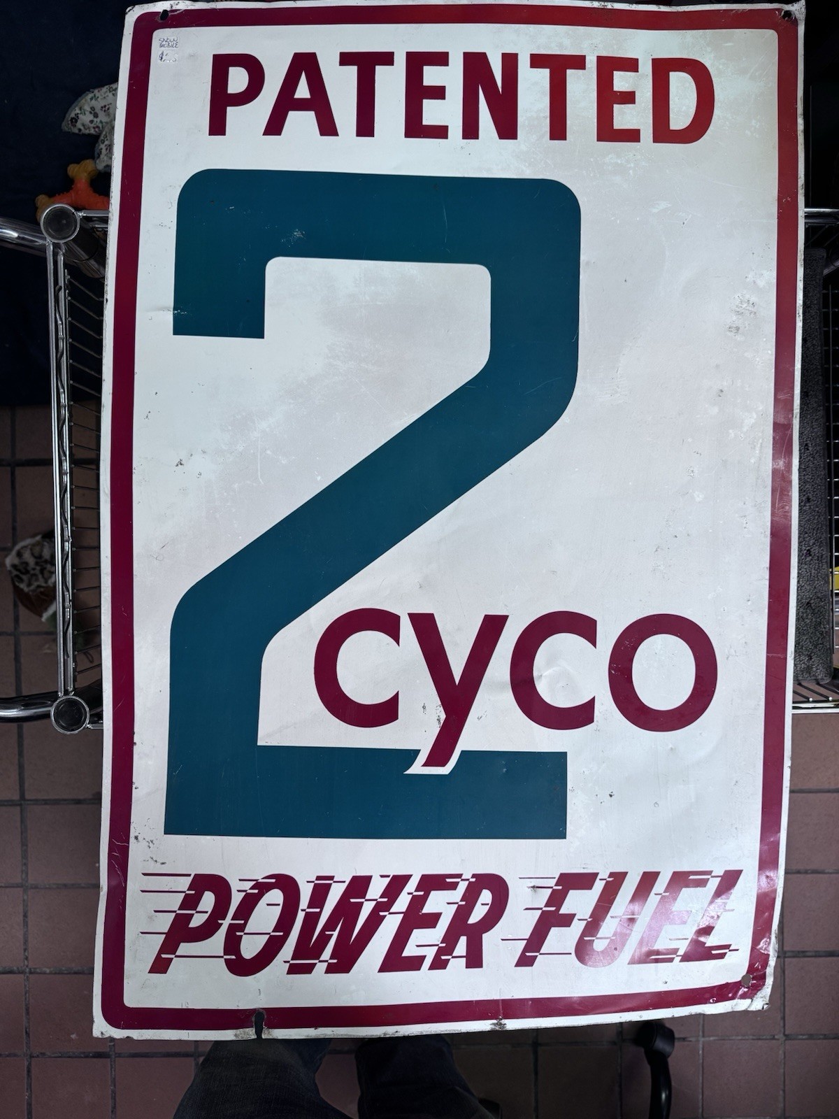 2 Cyco Power Fuel Sign 24×36 Tin Snowmobile Fuel Sign Petroliana Advertising