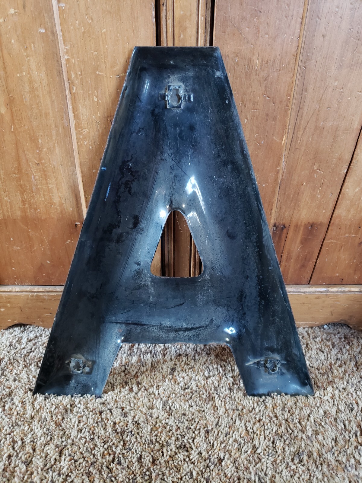 Vintage PORCELAIN Advertising Gas Station 19″ LETTER “A” SIGN