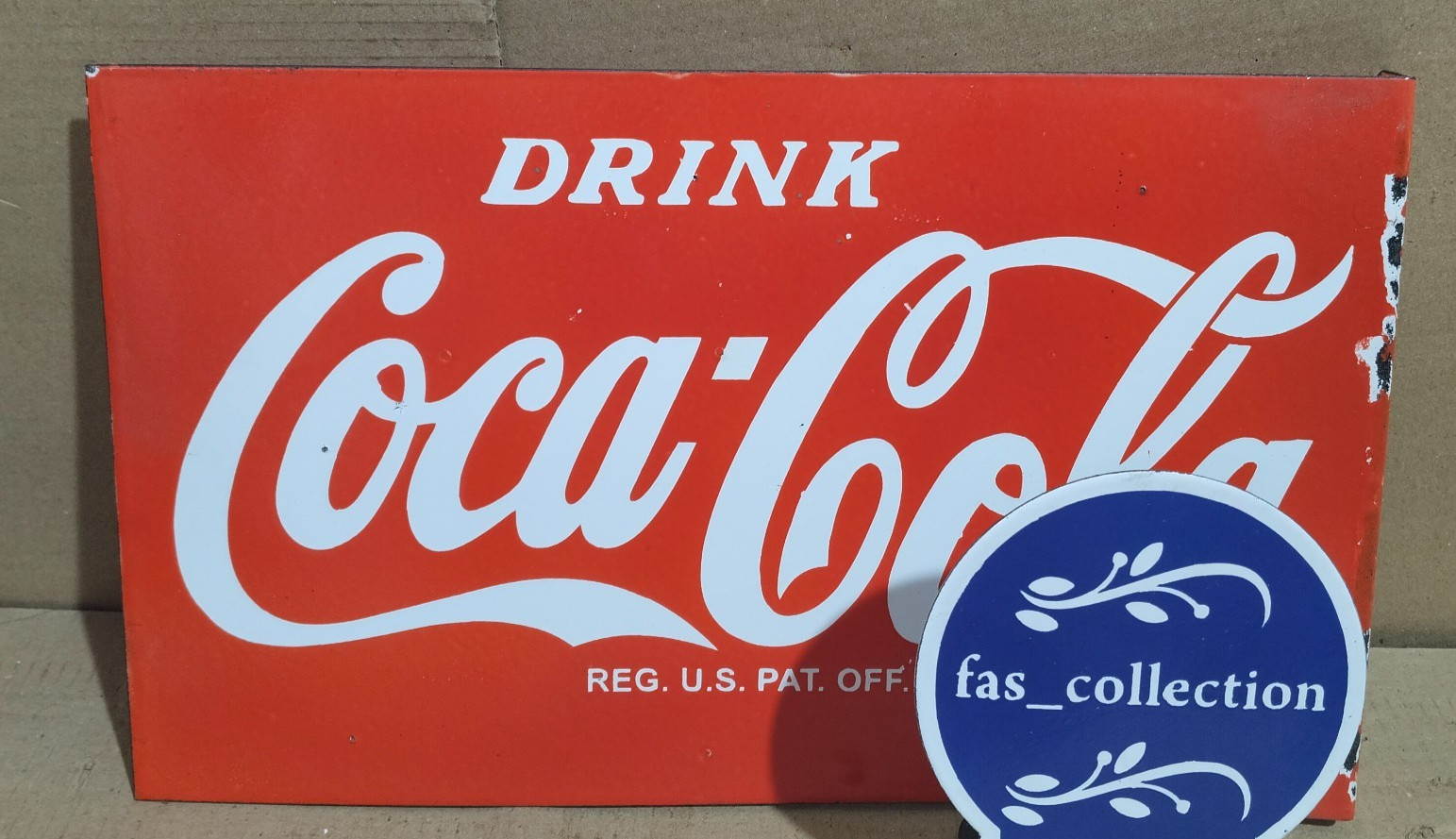 Drink Coca Cola Porcelain Enamel Sign 18 x 10 Inches 2 Sided