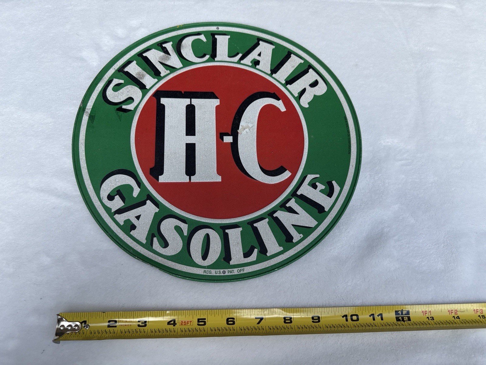 Sinclair H-C Gasoline Metal Sign 12” Vintage Style Gas Oil Garage Man Cave Decor