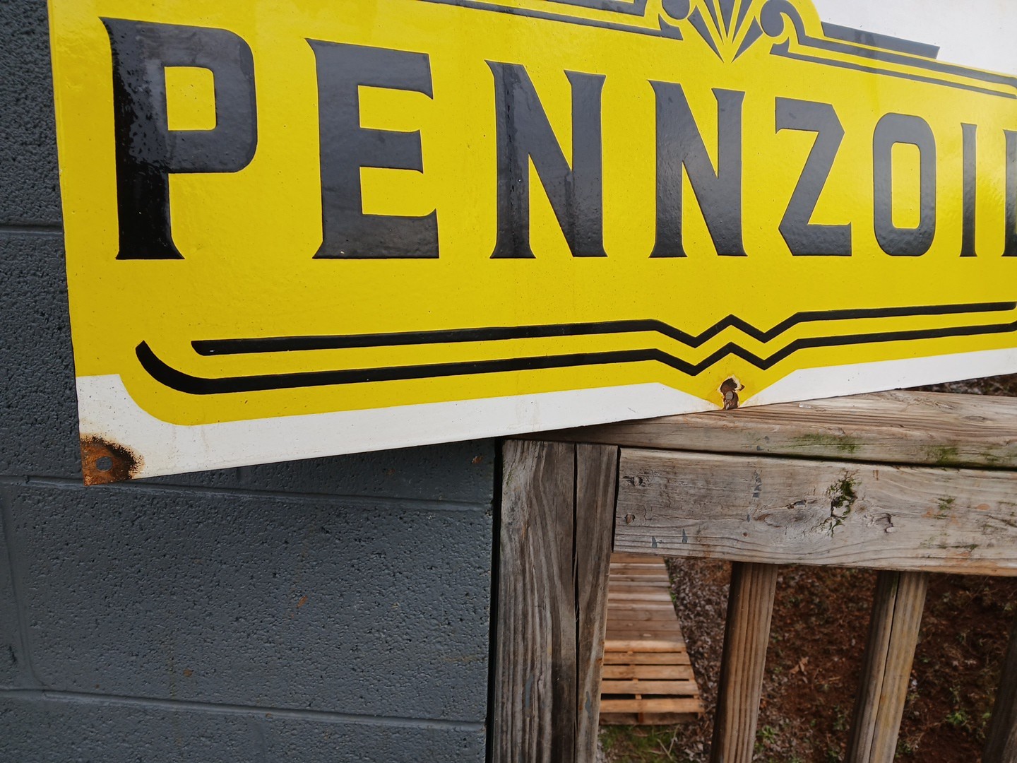 VINTAGE PENNZOIL GASOLINE OIL STATION DEALERSHIP 3FT PORCELAIN ADVERTISING SIGN