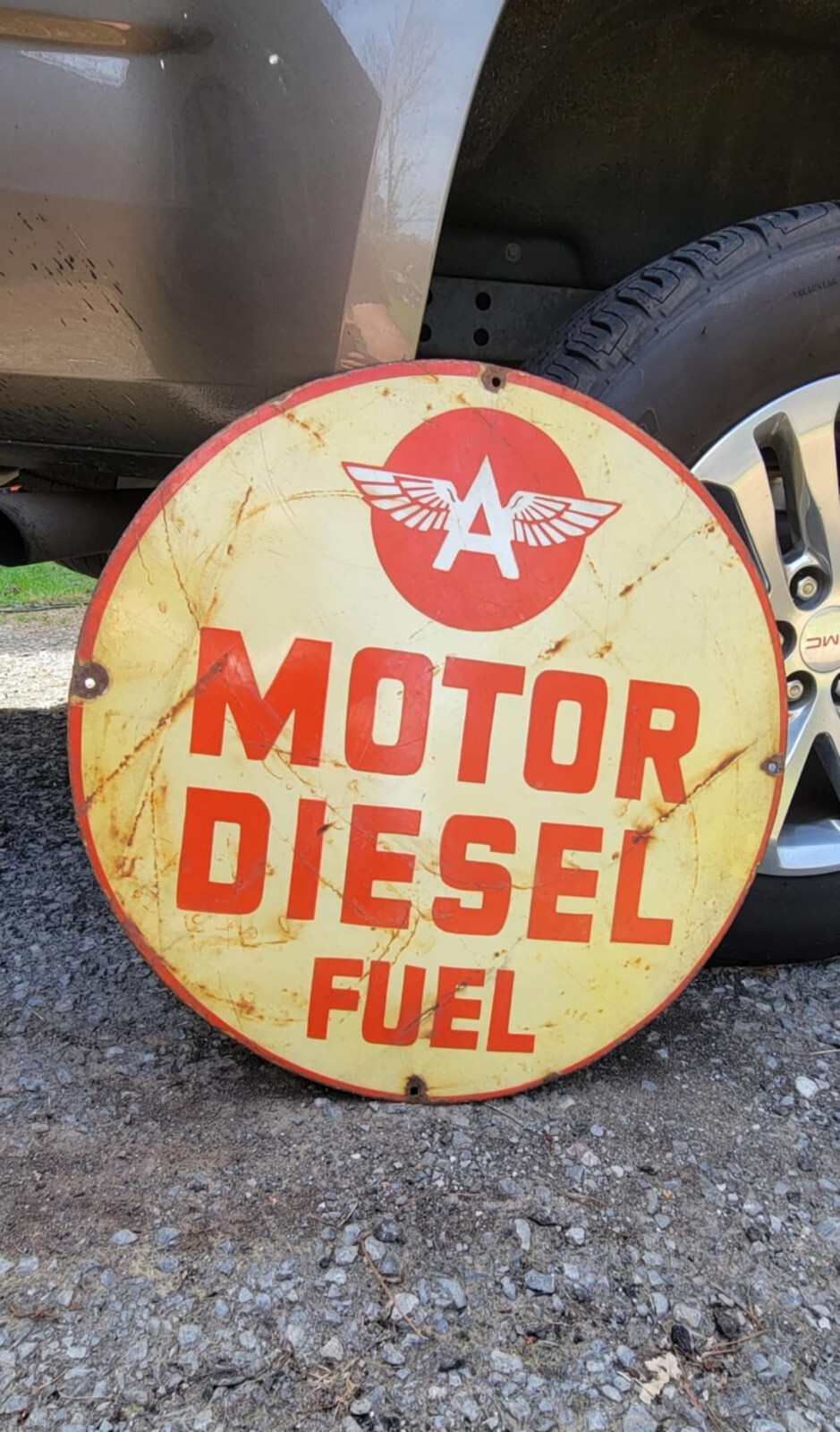 Flying A Motor Diesel Fuel Vintage porcelain sign