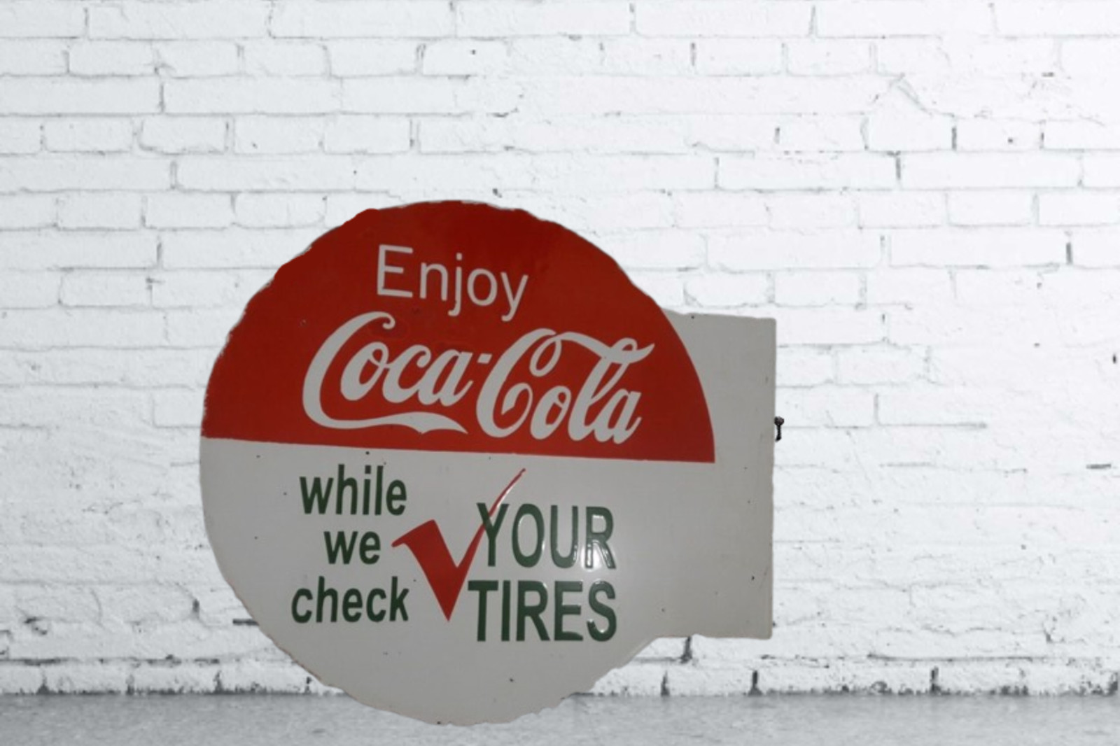 Coca Cola Porcelain Enamel Heavy Metal Sign 19.5 x 17 Inches with Flange DSP