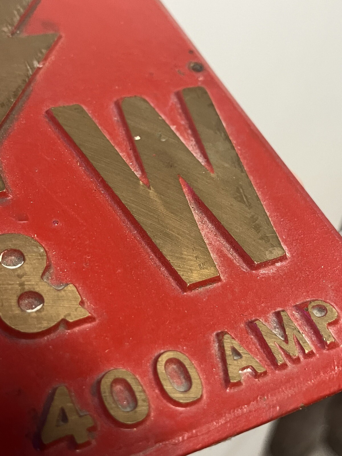 Original Embossed Brass G W 400 Amp 15 KV Sign Train RR Industrial ELECTRIC Volt