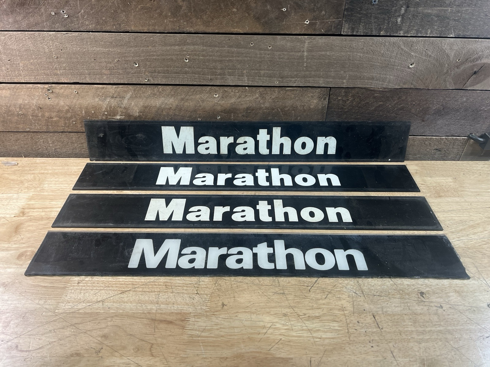 Vintage Plastic Gas Station Sign Placard “Marathon”