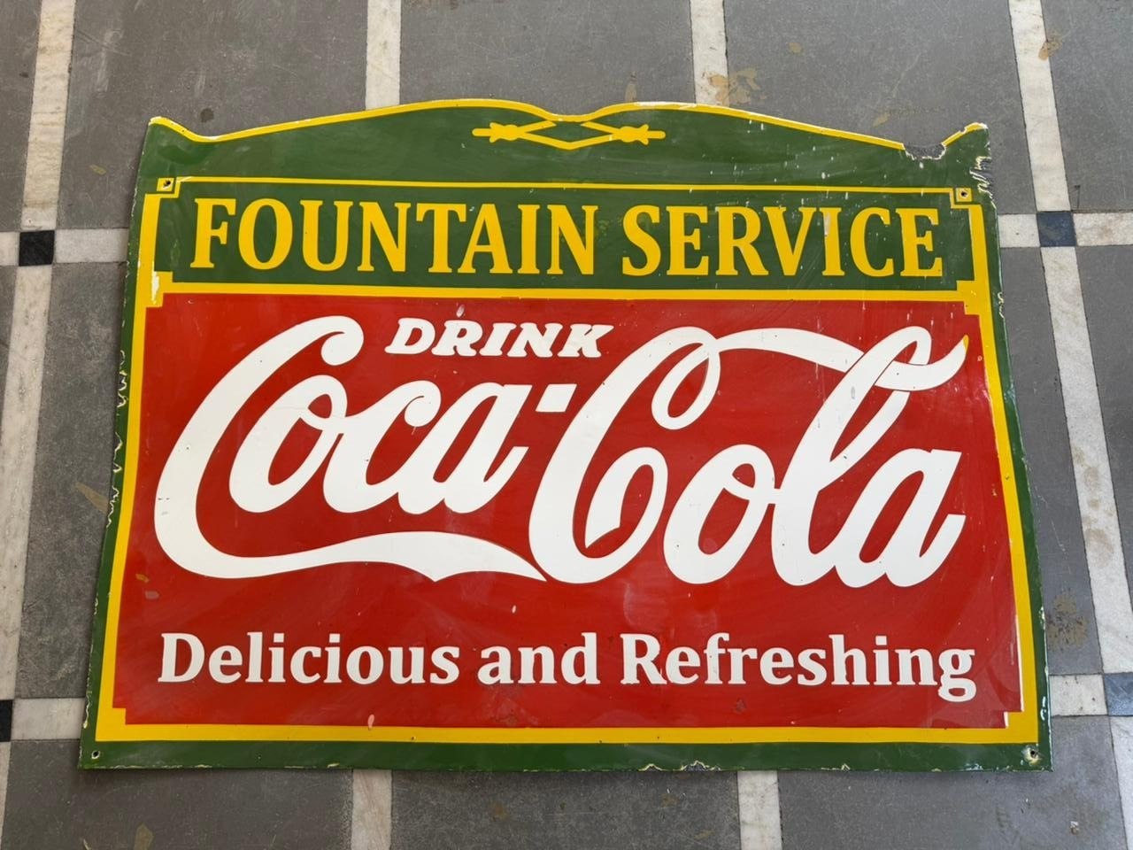 PORCELIAN COCA-COLA ENAMEL SIGN SIZE 48X36 INCHES DOUBLE SIDED